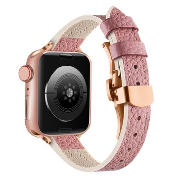 Apple Watch Series 49mm - 45mm - 44mm - 42mm Universal Watch Band - Pink / Rose Gold Buckle and Rose Gold Buckle