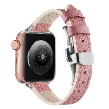 Apple Watch Series 49mm - 45mm - 44mm - 42mm Universal Watch Band - Pink / Silver Buckle and Rose Gold Buckle