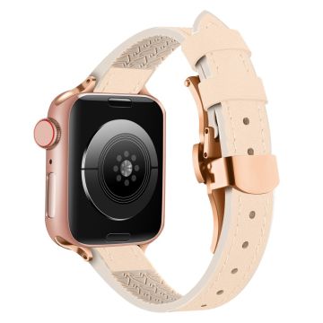 Apple Watch Series 49mm - 45mm - 44mm - 42mm Universal Watch Band - Apricot / Rose Gold Buckle and Rose Gold Buckle