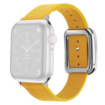 Apple Watch 49mm / 45mm / 44mm / 42mm Men's Watch Band Leather Strap - Yellow