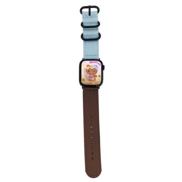 Apple Watch 49mm / 45mm / 44mm / 42mm Watch Band with Round Buckle - Blue+Tan