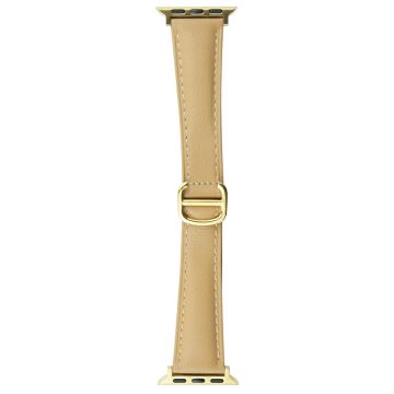 Apple Watch Series 49mm / 45mm / 44mm/ 42mm Replacement Band Leather Watch Strap - Milk Tea