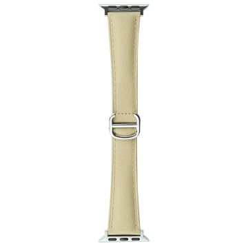 Apple Watch Series 49mm / 45mm / 44mm/ 42mm Replacement Band Leather Watch Strap - Cream Yellow