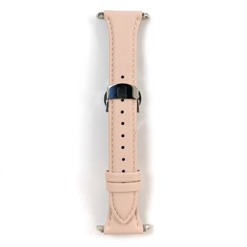 Apple Watch Series 49mm / 45mm / 44mm/ 42mm Cow Leather Watchband Replacement Strap - Pink / Silver