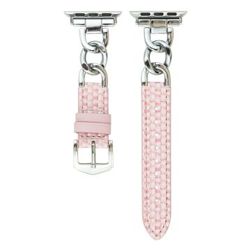 Apple Watch 49mm / 45mm / 44mm / 42mm Watch Strap Flexible Leather Wristband - All Pink