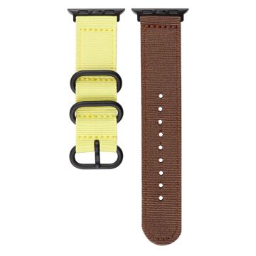 Apple Watch 49mm / 45mm / 44mm / 42mm Nylon Band Sport Wrist Strap - Yellow+Tan