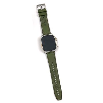 Apple Watch 49mm / 45mm / 44mm / 42mm Leather and Silicone Watch Band - Blackish Green