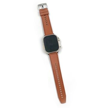 Apple Watch 49mm / 45mm / 44mm / 42mm Leather and Silicone Watch Band - Yellow Brown