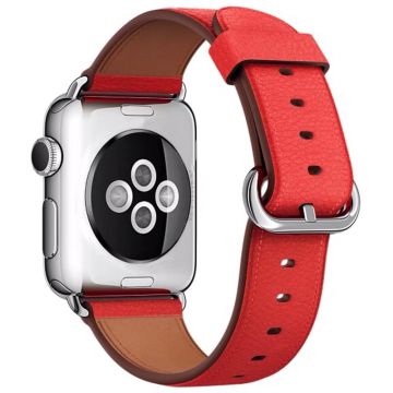 Apple Watch 49mm / 45mm / 44mm / 42mm Genuine Cow Leather Watch Strap - Red