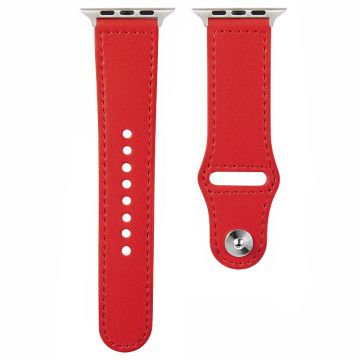 Apple Watch 49mm / 45mm / 44mm / 42mm Genuine Cow Leather Watchband - Red