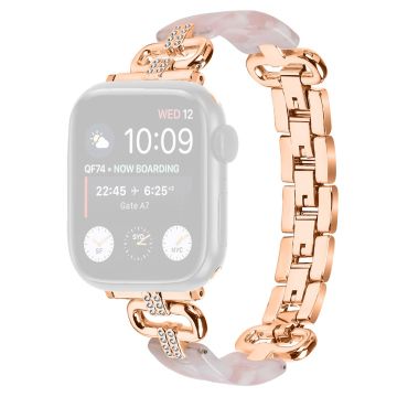 Apple Watch 49mm / 45mm / 44mm / 42mm Resin Band Strap - Rose Gold+Pink