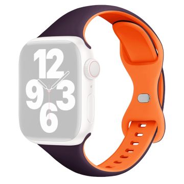 Apple Watch 49mm / 45mm / 44mm / 42mm Silicone Watch Strap - Dark Purple+Orange