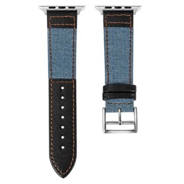 Apple Watch 49mm / 45mm / 44mm / 42mm Denim Fabric Watch Strap - Baby Blue+Black