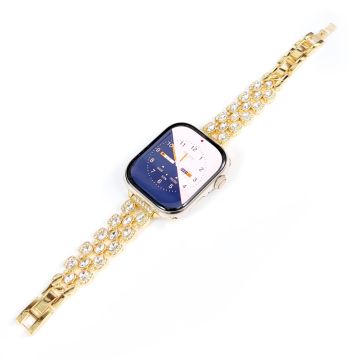 Watch Band Apple Watch 49mm / 45mm / 44mm / 42mm Rhinestone Decor Strap - Gold