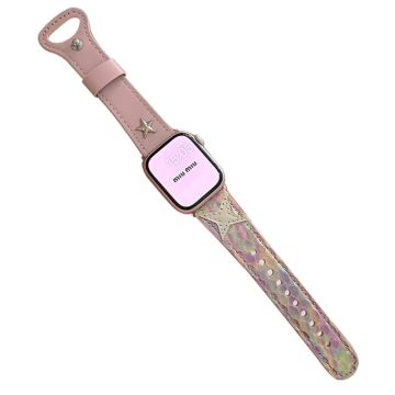 Apple Watch 49mm / 45mm / 44mm / 42mm Microfiber Leather Watch Strap - Color Pink
