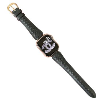 Apple Watch 49mm / 45mm / 44mm / 42mm Cowhide Leather Bracelet Strap - Black