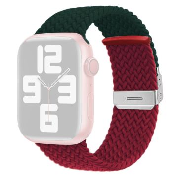 Apple Watch 49mm / 45mm / 44mm / 42mm Nylon Bracelet Strap - Green+Wine Red