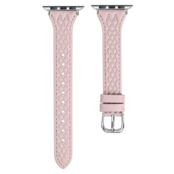 Apple Watch Series 49mm - 45mm - 44mm - 42mm Universal Top-Layer Cow Leather Watch Strap - Pink