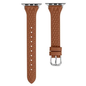 Apple Watch Series 49mm - 45mm - 44mm - 42mm Universal Top-Layer Cow Leather Watch Strap - Brown