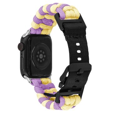 Apple Watch Series 49mm - 45mm - 44mm - 42mm Universal Watch Band Nylon Rope Strap - Yellow+Purple