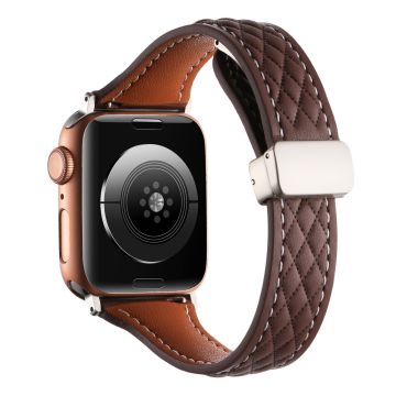 Genuine Cow Leather Band Apple Watch Series 49mm - 45mm - 44mm - 42mm Universal Strap - Reddish Brown