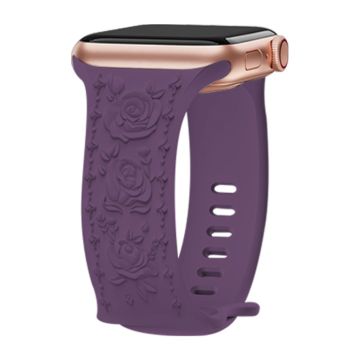 Embossing Strap Apple Watch Series 49mm - 45mm - 44mm - 42mmSilicone Band - Dark Cherry Color