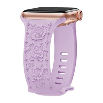 Embossing Strap Apple Watch Series 49mm - 45mm - 44mm - 42mmSilicone Band - Lavender