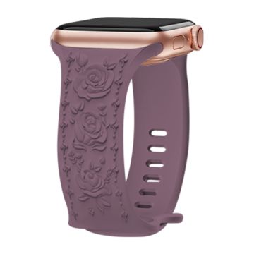 Embossing Strap Apple Watch Series 49mm - 45mm - 44mm - 42mmSilicone Band - Smoke Purple