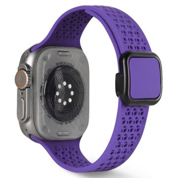 Magnetic Strap Apple Watch Series 49mm - 45mm - 44mm - 42mmSilicone Band - Dark Purple