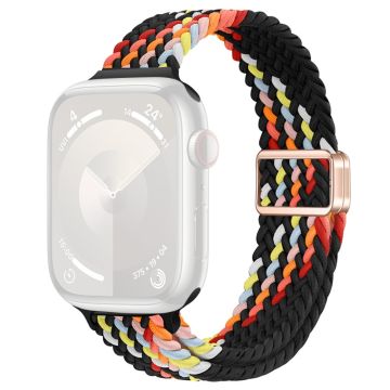 For Apple Watch Ultra 2 Ultra 49mm  /  9 8 7 45mm  /  SE (2023) SE (2022) SE 6 5 4 44mm  /  3 2 1 42mm Watch Strap Braided Nylon Band - Black Rainbow