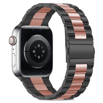 KALEBOL For Apple Watch Ultra 2 Ultra 49mm / 9 8 7 45mm / 6 5 4 SE (2022) SE (2023) SE 44mm / 3 2 1 42mm Stainless Steel Watch Strap - Black+Rose