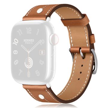 KALEBOL For Apple Watch Ultra 2 Ultra 49mm / 9 8 7 45mm / 6 5 4 SE (2023) SE (2022) SE 44mm / 3 2 1 42mm Genuine Cow Leather Watch Strap - Brown