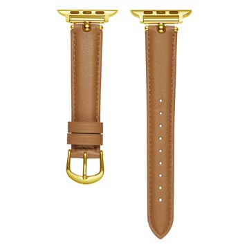 KALEBOL For Apple Watch Ultra 2 Ultra 49mm  /  Series 9 8 7 45mm  /  SE (2023) SE (2022) SE 6 5 4 44mm  /  3 2 1 42mm Strap - Khaki  /  Gold Buckle