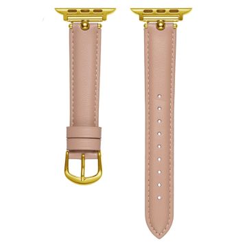 KALEBOL For Apple Watch Ultra 2 Ultra 49mm  /  Series 9 8 7 45mm  /  SE (2023) SE (2022) SE 6 5 4 44mm  /  3 2 1 42mm Strap - Light Pink  /  Gold Buckle