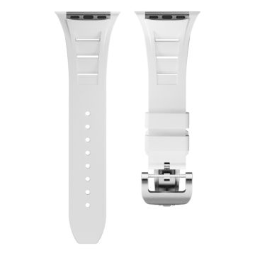KALEBOL For Apple Watch Ultra 2 Ultra 49mm/Series 9 8 7 45mm/ SE (2023) SE (2022) SE 6 5 4 44mm/ 3 2 1 42mm Watch Band - White / Silver Buckle