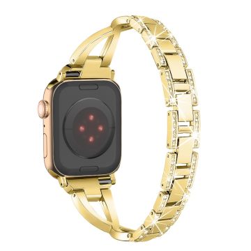 For Apple Watch Ultra 49mm / Ultra 2 49mm / Series 9 / 8 / 7 45mm / 6 / 5 / 4 / SE / SE (2022) / SE (2023) 44mm / 3 / 2 / 1 42mm Cross Design Strap - Gold