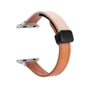 For Apple Watch Ultra 2 Ultra 49mm / 9 8 7 45mm / 6 5 4 SE (2023) SE (2022) SE 44mm / 3 2 1 42mm Microfiber Leather Band - Orange+Apricot