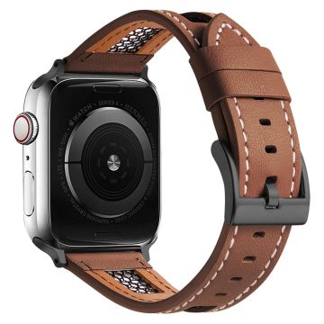 Apple Watch Series 49mm - 45mm - 44mm - 42mm Genuine Cow Leather Band - Dark Brown
