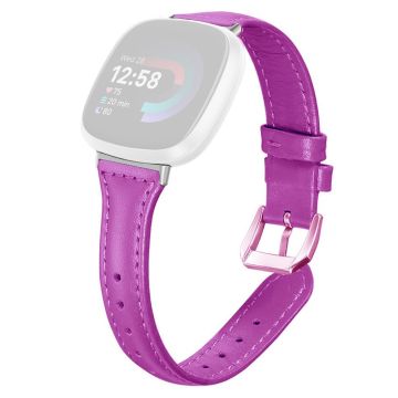 Fitbit Versa 3 / 4 Watch Strap Genuine Cow Leather Adjustable Wrist Band - Purple