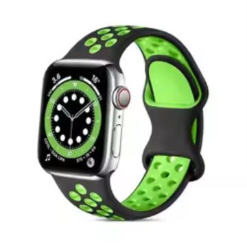 Apple Watch Series 49mm - 45mm - 44mm - 42mm4mm / 3 2 1 42 Silicone Watch Strap - Black+Green