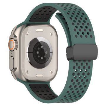 Apple Watch Series 49mm - 45mm - 44mm - 42mm Silicone Watch Band Dual Color - Olive Green+Black
