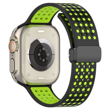 Apple Watch Series 49mm - 45mm - 44mm - 42mm Silicone Watch Band Dual Color - Black+Lime