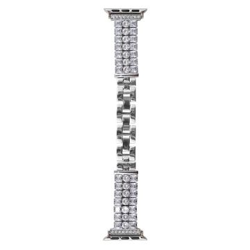 Apple Watch Series 49mm - 45mm - 44mm - 42mm Strap Rhinestone Metal Watchband - Silver