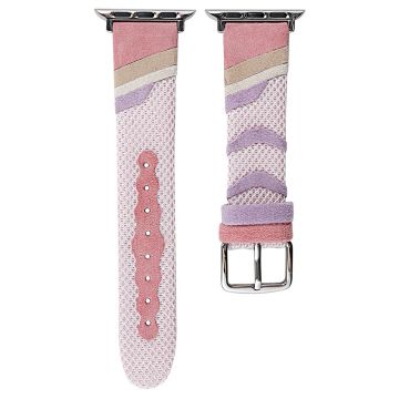 Apple Watch Ultra 2 Ultra 49mm / Series 9 8 7 45mm / 6 5 4 SE SE (2022) 44mm / 3 2 1 42mm Vegan Leather Leather Band - Pink+Purple (Silver Buckle)