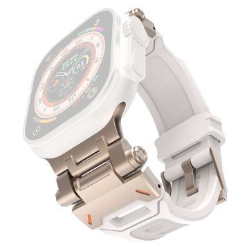 Apple Watch Ultra 49mm Ultra 2 49mm / Series 9 8 7 45mm / 6 5 4 SE (2023) SE (2022) SE 44mm / 3 2 1 42mm flexible Wrist Strap - Starlight+Titanium