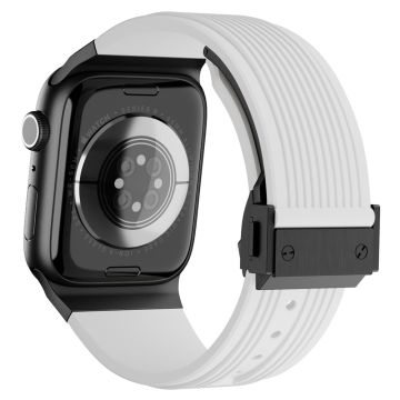 Apple Watch Ultra 2 Ultra 49mm / 9 8 7 45mm / 6 5 4 SE (2023) SE (2022) SE 44mm / 3 2 1 42mm Silicone Watch band  - Black Buckle / White Strap