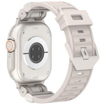 Apple Watch Ultra 2 Ultra 49mm / 9 8 7 45mm / 6 5 4 SE (2023) SE (2022) SE 44mm / 3 2 1 42mm Silicone Strap Striped Watch band  - Beige