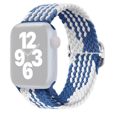 Apple Watch Ultra 2 Ultra 49mm / 9 8 7 45mm / 6 5 4 SE (2023) SE (2022) SE 44mm / 3 2 1 42mm Strap Nylon Braided Watch band  - Z-shape Blue+White