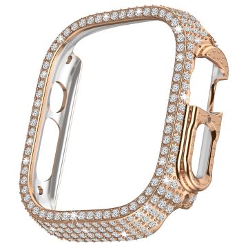 Apple Watch Ultra 2 / Ultra 49mm Bump Resistant Watch Case Rhinestone Decor Hollow Watch Frame - Rose Gold