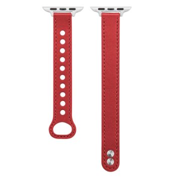 Apple Watch 49mm / 45mm / 44mm / 42mm Genuine Cow Leather Watch Band - Red